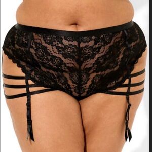 Torrid Black Lace Strappy Open gusset garter belt